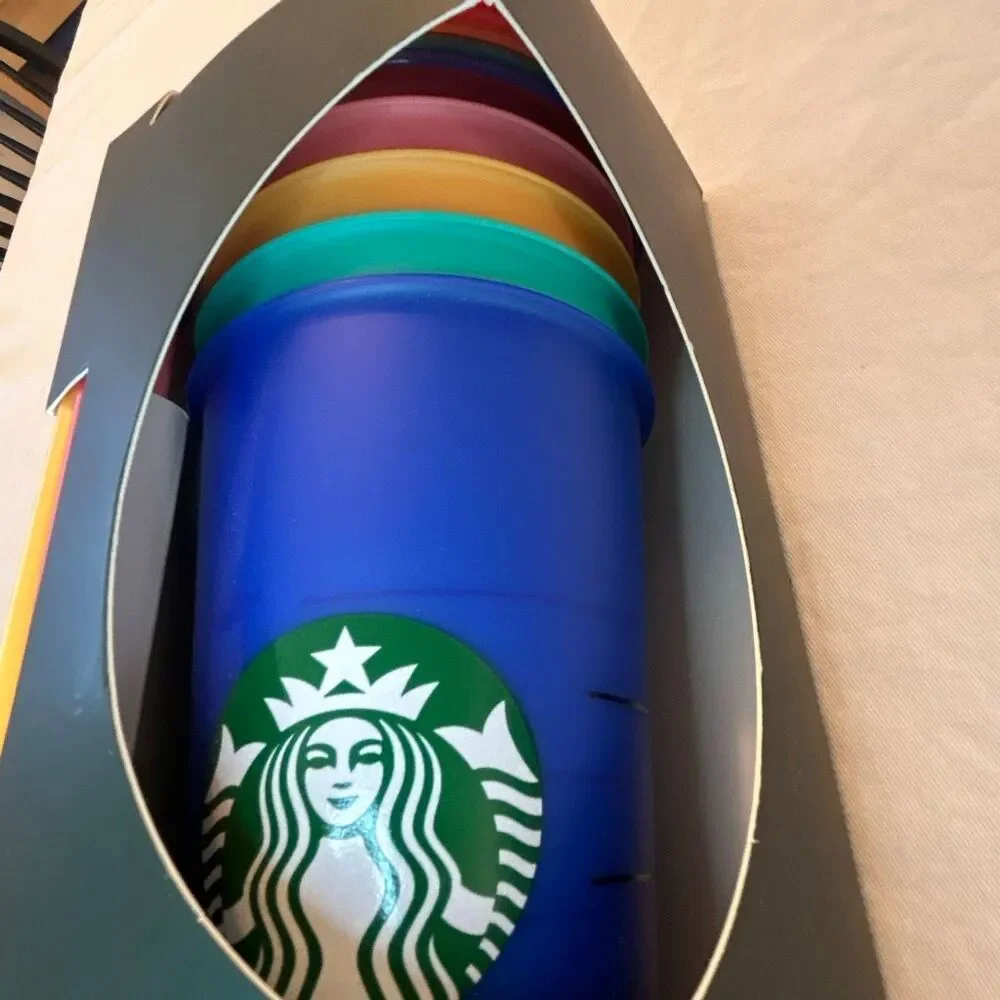 Starbucks | Color Changing Reusable Cold Cup Set | New in Box | 24oz | Set of 5 - Picture 7 of 7